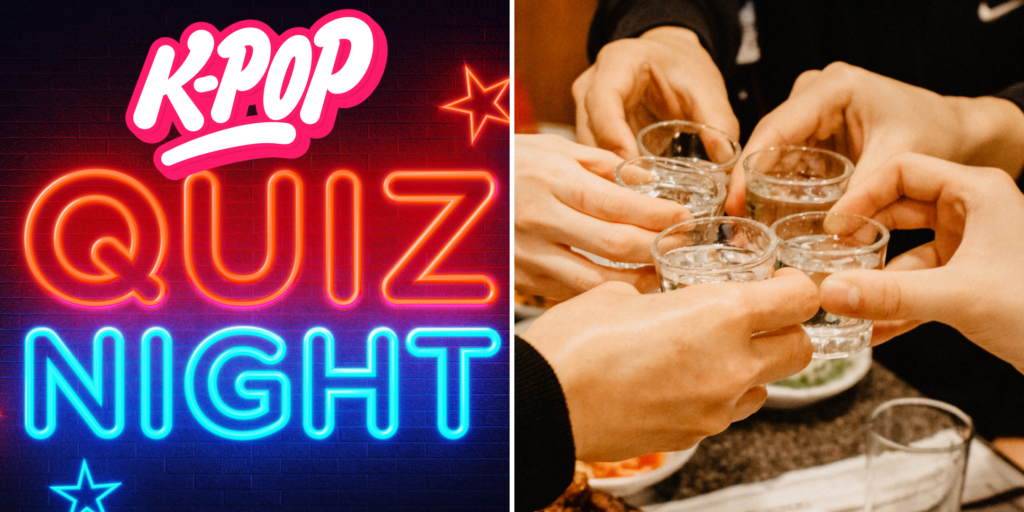 korean pop quiz night with soju cocktail
